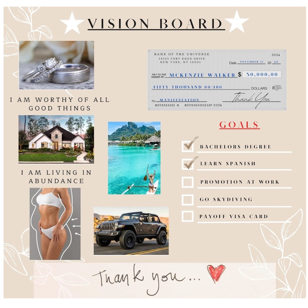 Vision Board Poster - Manifestation Board Dream Board Law of Attraction 24 x 24
